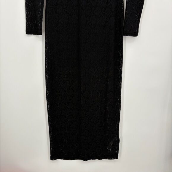 Abercrombie & Fitch Long Sleeve Lace Maxi Dress, Sz Small, Mock Neck Witchy Goth - Picture 6 of 11
